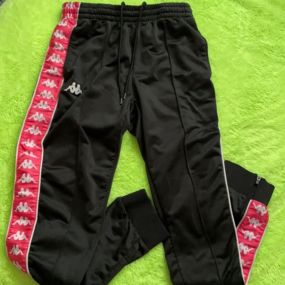 Kappa Pants & Jumpsuits Black And Pink Kappa Pants With A Zipper